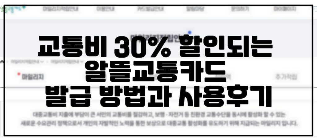 교통비 30% 할인되는 알뜰교통카드 발급 방법과 사용후기