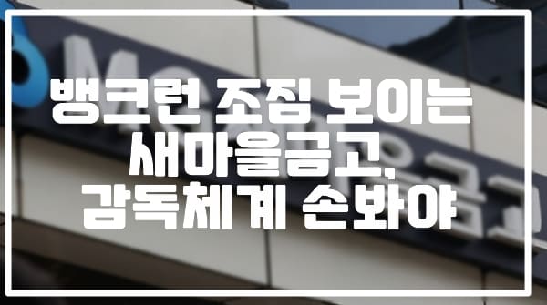 뱅크런 조짐 보이는 새마을금고, 감독체계 손봐야