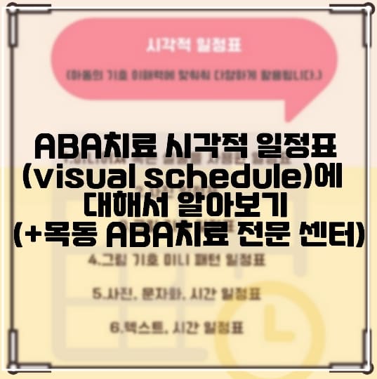 ABA치료 시각적 일정표 (visual schedule)에 대해서 알아보기 (+목동 ABA치료 전문 센터)