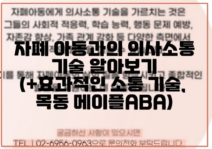 자폐 아동과의 의사소통 기술 알아보기 (+효과적인 소통 기술, 목동 메이플ABA)