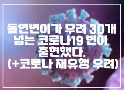 돌연변이가 무려 30개가 넘는 코로나19 변이 출현했다. (+코로나 재유행 확산우려)
