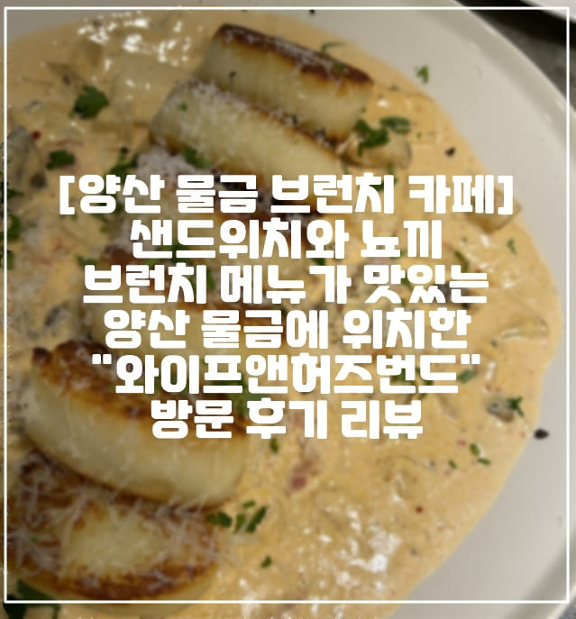 [양산 물금 브런치 카페] 샌드위치와 뇨끼 브런치 메뉴가 맛있는 양산 물금에 위치한 "와이프앤허즈번드" 방문 후기 리뷰 (+양산 브런치 맛집, 양산 물금 브런치 추천, 양산부산대병원 맛집, 뇨끼 맛집, 양식 맛집, 양산 샌드위치 맛집, 커피 맛집)