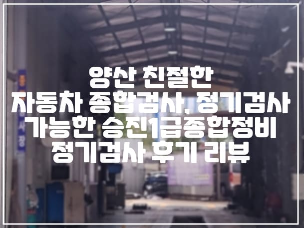 [양산 자동차검사소] 양산시 동면 친절하고 빠른 자동차 종합검사, 자동차 정기검사 가능한 "승진1급종합정비" 정기검사 후기 리뷰 (+요금, 영업시간, 주말 자동차 종합검사, 친절한 자동차 종합검사소, 자동차 정기검사소, 양산 카센터)