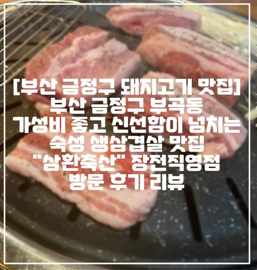 [부산 금정구 돼지고기 맛집 삼환축산] 부산 금정구 부곡동 가성비 좋고 신선함이 넘치는 숙성 생삼겹살 맛집 "삼환축산" 장전직영점 방문 후기 리뷰 (+부산 금정구 부곡동 맛집, 부산 돼지고기 맛집, 1인분 3990원 돼지고기, 부산 숙성돼지고기 맛집, 검증된 돼지고기 맛집)