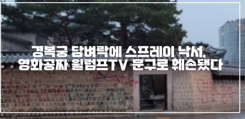 경복궁 담벼락 스프레이 낙서, "영화공짜 윌럼프TV" 문구로 훼손됐다 (+CCTV 사진, 사건 정리, 경복궁 낙서 사진, 경복궁 담벼락 사진, 윌럼프TV, 영화공짜 낙서, 경복궁 낙서 훼손 사건)