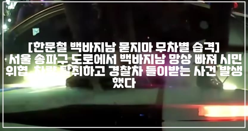 [한문철 백바지남 묻지마 무차별 습격] 서울 송파구 도로에서 백바지남 망상 빠져 시민 위협, 차량 탈취하고 경찰차 들이받는 사건 발생했다 (+현장 CCTV, 사건정리, 한문철 백바지남, 한문철 묻지마 무차별 습격, 한문철 블랙박스 백바지남, 한블리 백바지남 무차별 습격, 한블리 차량 탈취, 한문철 블래박스 차량 탈취, 한블리 백바지남 차량탈취, 한블리 경찰차 들이받은 남성, 한블리 백바지男)