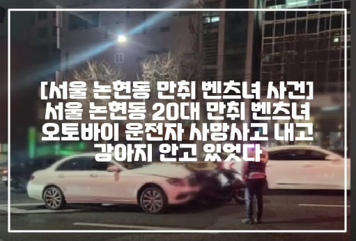 [서울 논현동 만취 벤츠녀 사건] 서울 논현동 20대 만취 벤츠녀 오토바이 운전자 사망사고 내고 강아지 안고 있었다 (+CCTV 사진, 가해자 현장 사진, 현장 사건 사진, 사건 정리, 서울 논현동 만취 벤츠녀, 강남 만취 벤츠녀, 벤츠녀 오토바이 사망사고, 벤츠 만취 음주운전, 강남 벤츠 음주운전 사망사고, 논현동 벤츠 음주운전 사망사고, 만취 음주운전 사망사고, 음주운전 오토바이 사망사고)