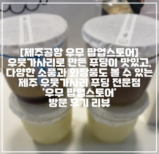 [제주공항 우무 팝업스토어] 우뭇가사리로 만든 푸딩이 맛있고, 다양한 소품과 화장품도 볼 수 있는 제주 우뭇가사리 푸딩 전문점 '우무 팝업스토어' 방문 후기 리뷰 (+제주공항 핫플레이스, 제주도 우뭇가사리 푸딩, 제주도 우무 팝업스토어, 제주 우무 팝업스토어 후기, 제주 우뭇가사리 팝업스토어 내부, 제주도 핫플레이스 추천, 제주도 핫플레이스 우무 팝업스토어, 제주도 푸딩 맛집, 제주도 우뭇가사리 푸딩 맛집)