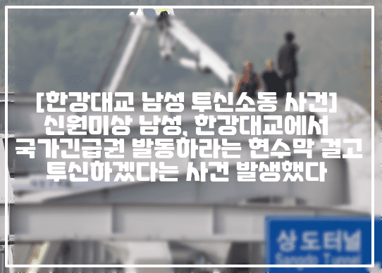 [한강대교 남성 투신소동 사건] 신원미상 남성, 한강대교에서 국가긴급권 발동하라는 현수막 걸고 투신하겠다는 사건 발생했다 (+현장사진, 사건정리, 국가긴급권 발동을 촉구한다, 한강대교 국가긴급권 발동, 한강대교 투신 소동, 한강대교 투신 출근길 교통 정체, 국가긴급권 발동 요구 현수막 투신소동) 