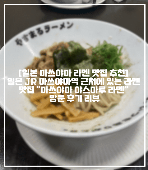 [일본 마쓰야마 라멘 맛집 추천] 일본 JR 마쓰야마역 근처에 있는 라멘 맛집 "마쓰야마 야스마루 라멘" 방문 후기 리뷰 (+일본 마쓰야마 라멘 맛집 추천, 일본 마쓰야마 여행 라면 맛집 추천, 일본 마쓰야마성 맛집 추천, 마츠야마 라멘 맛집 추천, 마쓰야마역 라멘 맛집 추천, JR 마쓰야마역 맛집 추천, 오카이도 라멘 맛집 추천, やすまるラーメン大手町店)