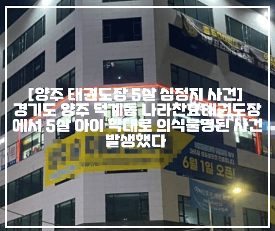 [양주 태권도장 5살 심정지 사건] 경기도 양주 덕계동 나라찬효태권도장에서 5살 아이 학대로 의식불명된 사건 발생했다 (+양주 태권도장 어디, 덕계동 나라찬효태권도장 아동학대, 나라찬효태권도 5살 의식불명, 나라찬효태권도 관장 학대, 양주시 덕계동 태권도장 학대 의식불명, 나라찬효태권도 CCTV 삭제, 양주 덕계동 태권도장 아동학대)