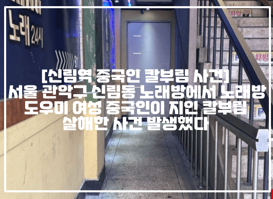 [신림역 중국인 칼부림 사건] 서울 관악구 신림동 노래방에서 노래방 도우미 여성 중국인이 지인 칼부림 살해한 사건 발생했다 (+신림역 중국인 칼부림, 신림동 중국인 칼부림, 신림동 노래방 도우미 칼부림, 신림역 노래방 도우미 칼부림, 신림동 킹노래24시 칼부림, 신림역 킹노래방 칼부림, 신림동 한의원 건물 칼부림, 신림동 노래역 칼부림, 신림역 당곡사거리 칼부림)